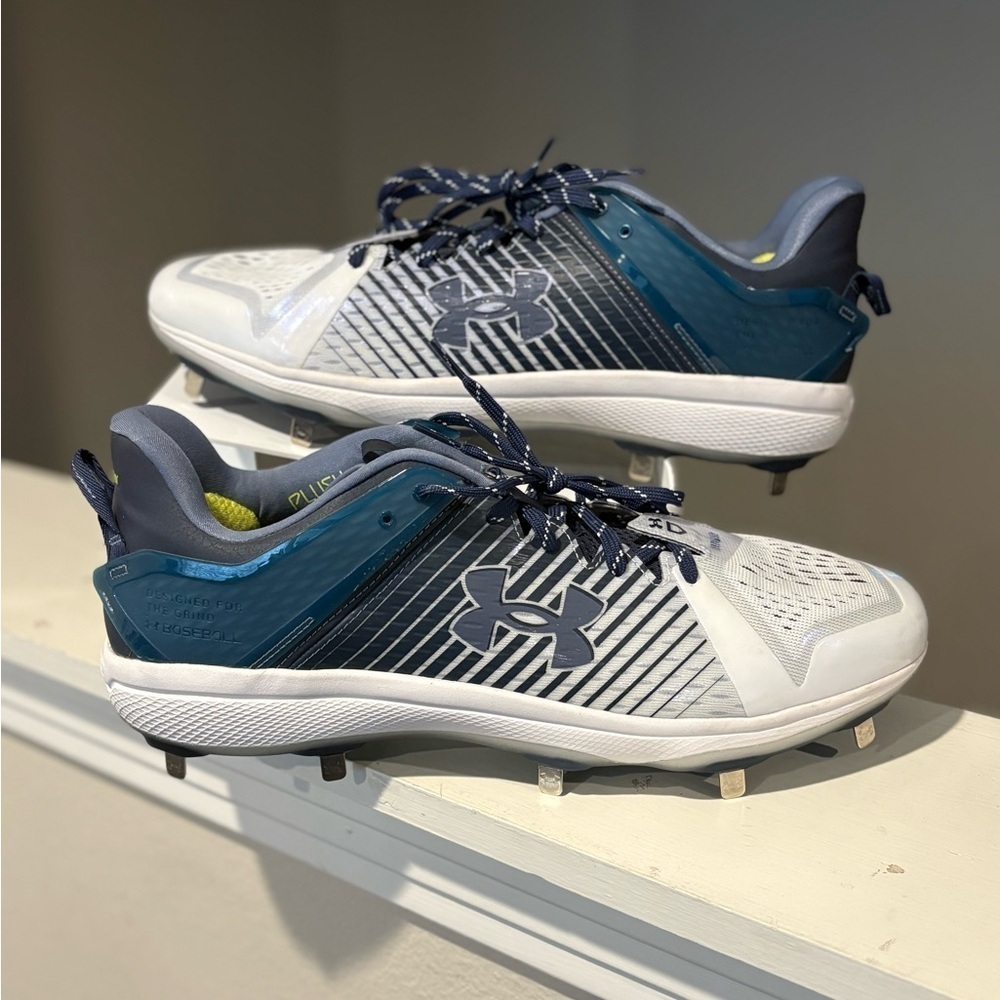 Under Armour Yard MT Low Metal Baseball Cleats 3025592-401 Navy Mens Size 15